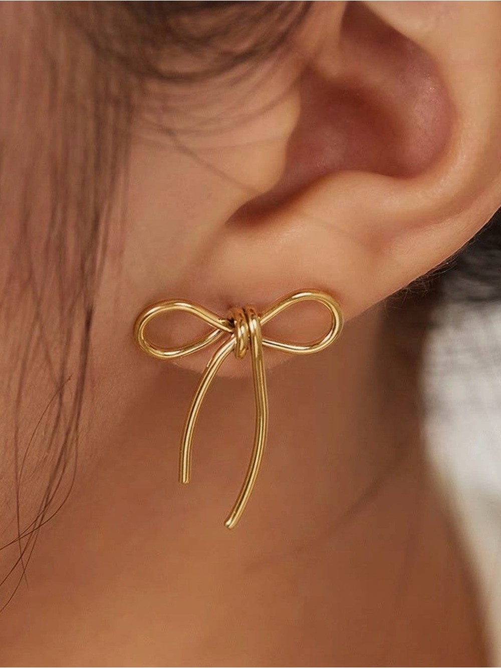 LOFT Gold Bow Wire Knot Stud Earrings